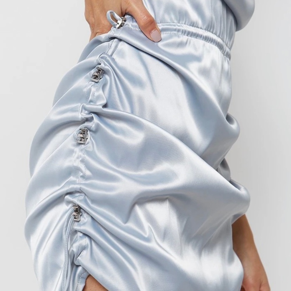 Satin Rushed Mini Dress - Picture 3 of 3